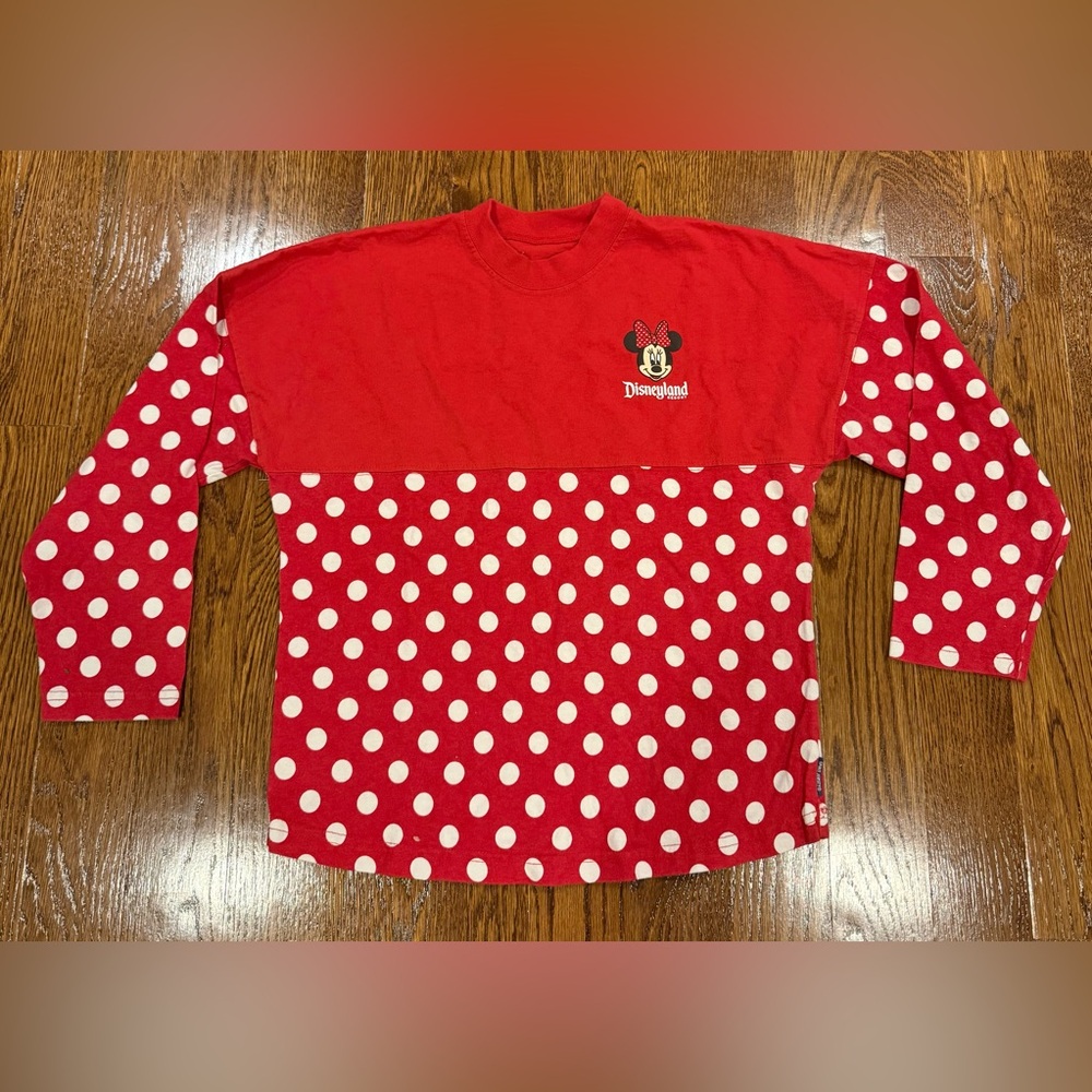 Disneyland Red and White Polka Dot Minnie Mouse Spirit Jersey Long Sleeve Tee